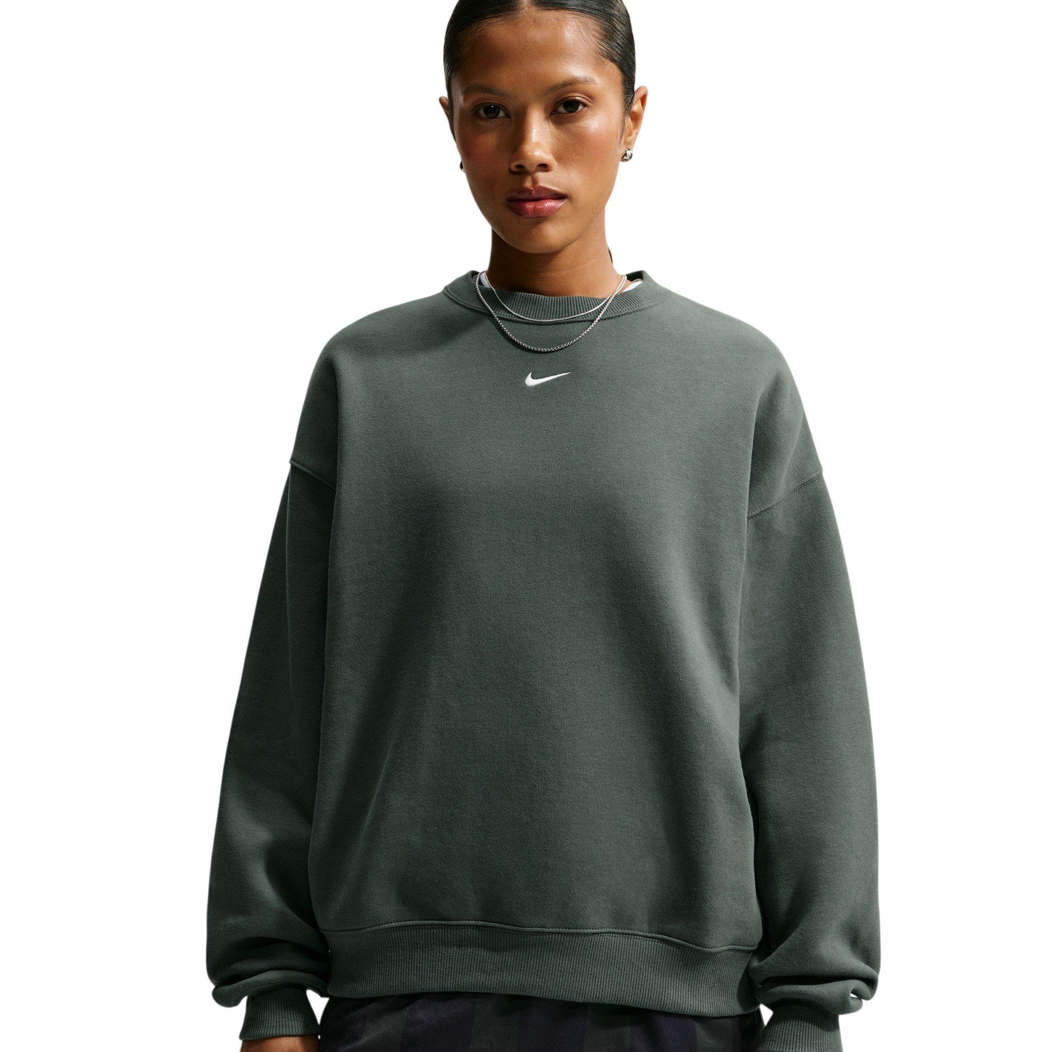 Nike Women's Studio Fleece Medium Weight Oversized Crewneck Sweatshirt - Green - GREEN